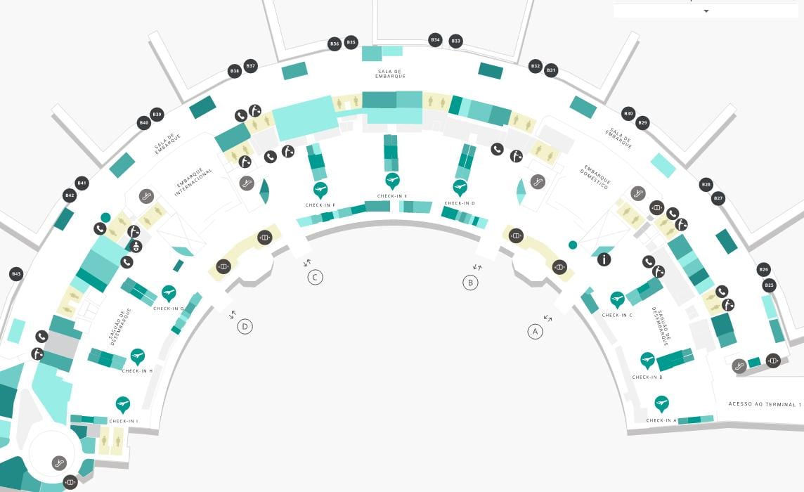 Mapa aireportua Galeão Terminal 2 Maila 3