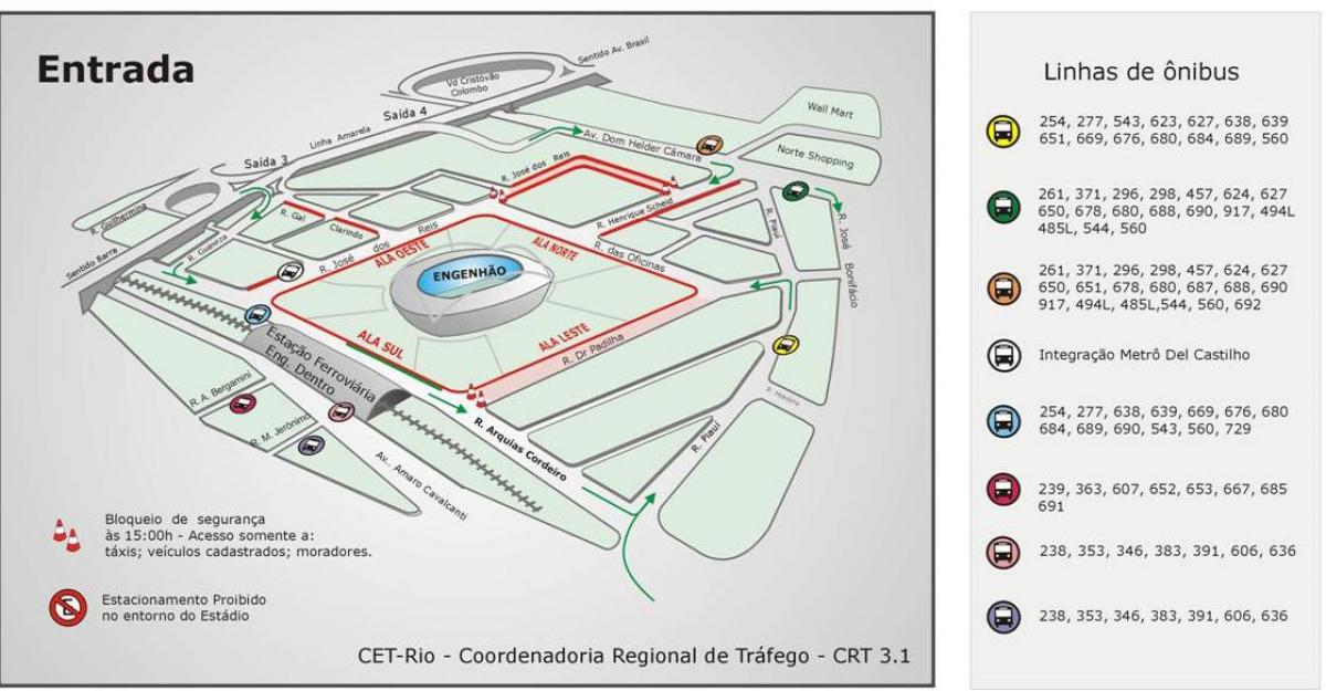 Mapa estadio Engenhão garraiatzen