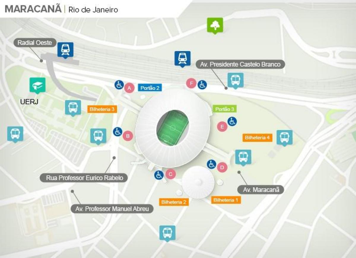 Mapa estadio Maracanã accès