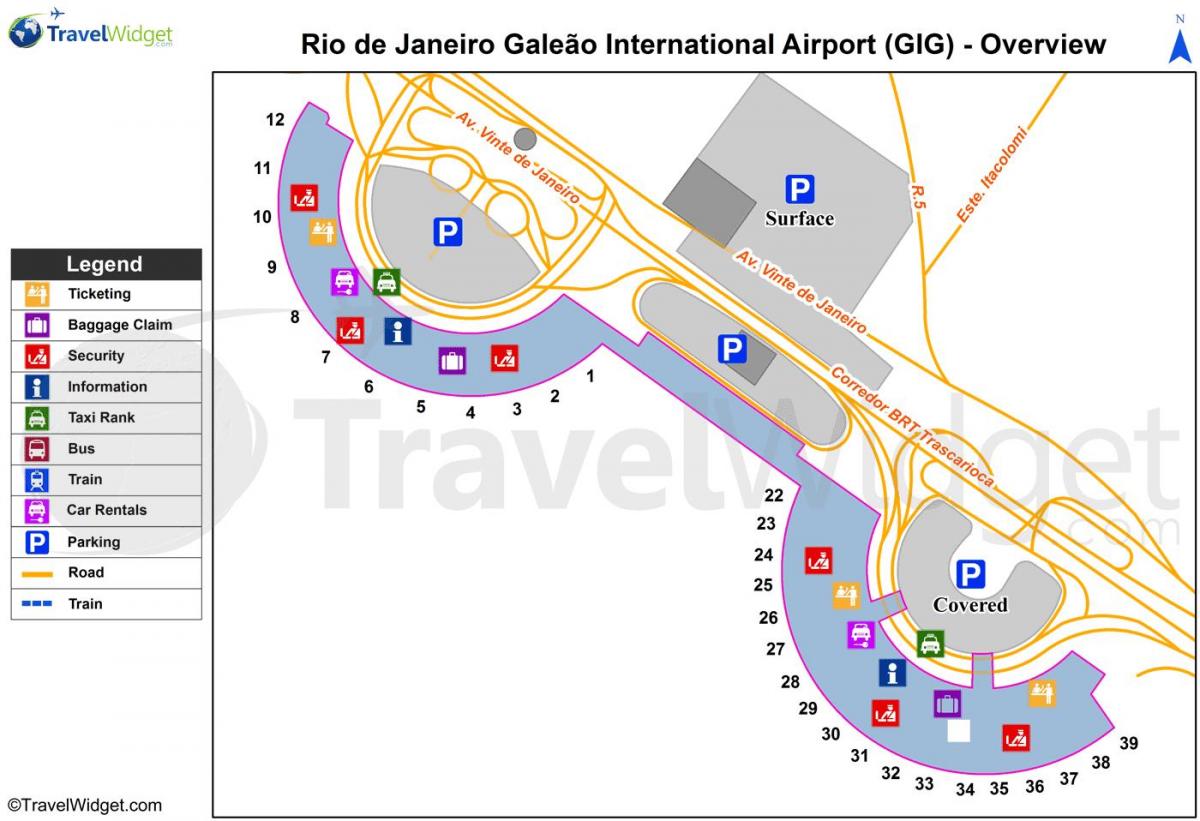 Mapa Galeão aireportuko terminal