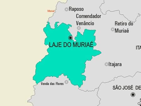 Mapa Laje egin Muriaé udalerriko