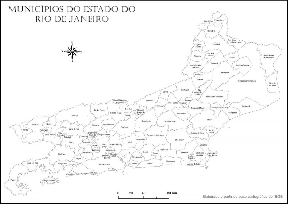 Mapa Rio de Janeiro eta zuri-beltzean