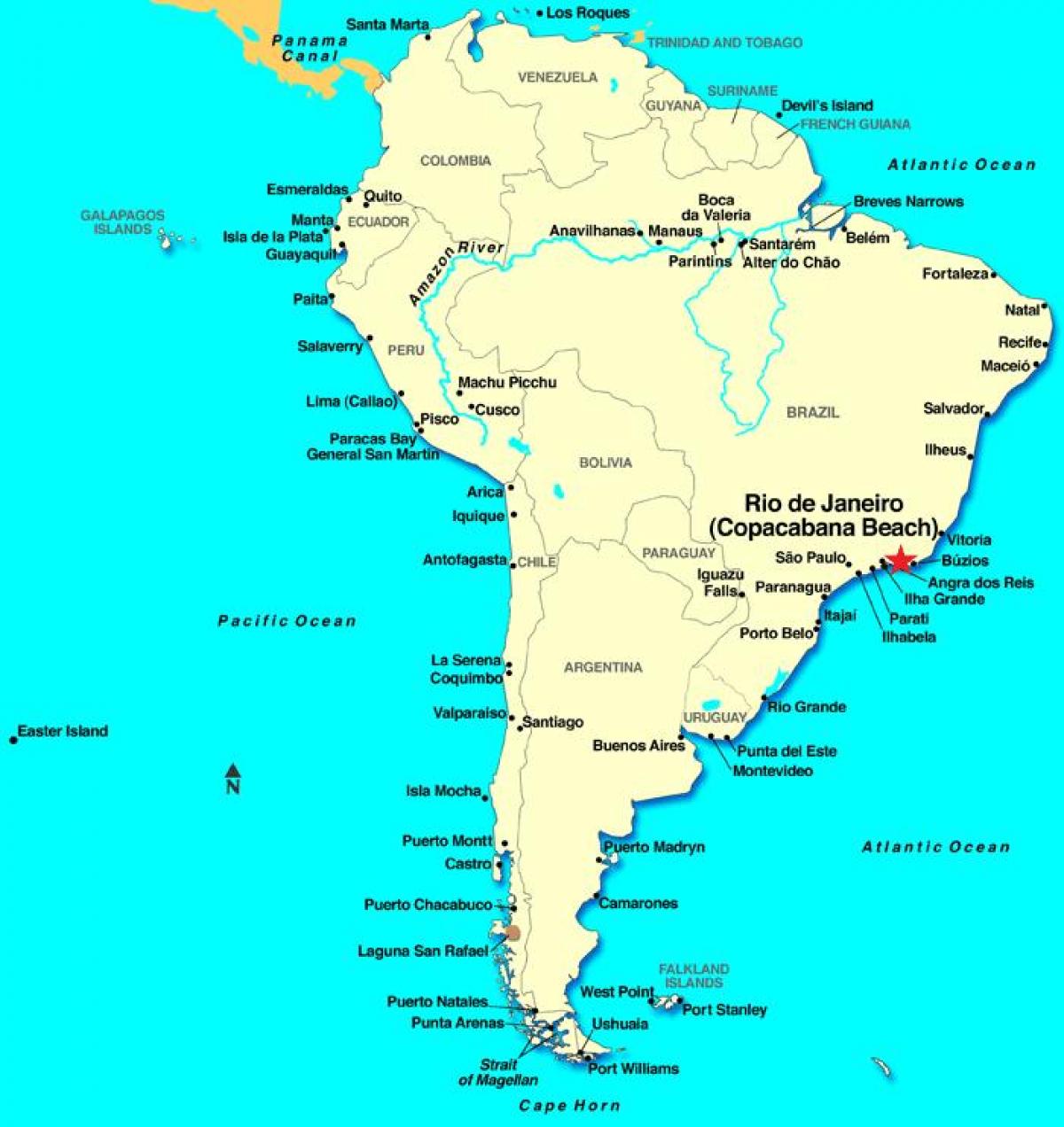 Mapa, Rio de Janeiro eta Hego Amerikan