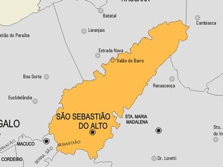 Mapa São Sebastião egin Alto udalerriko