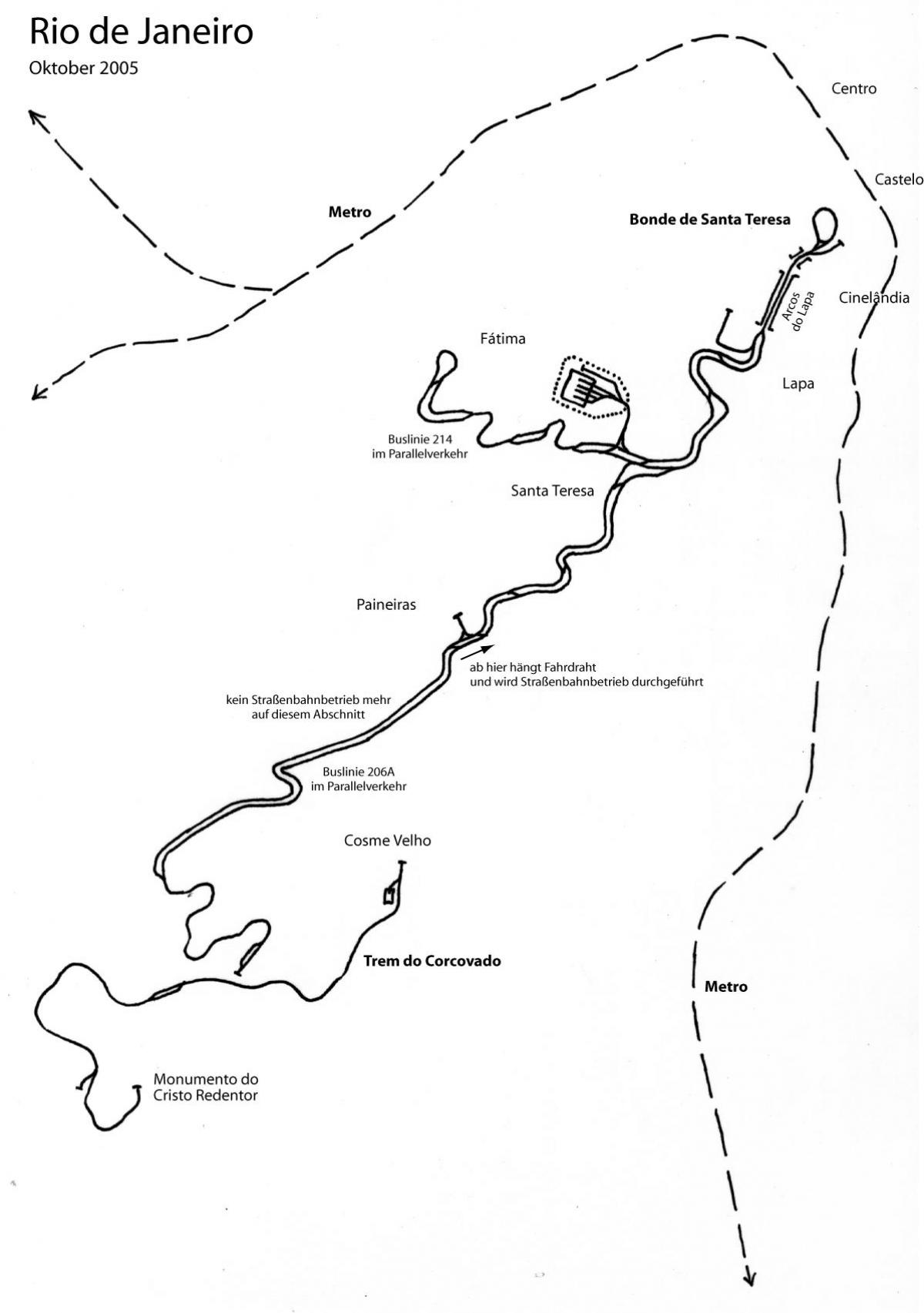 Mapa Santa Teresa tranbia - Line 1