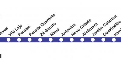 Mapa Rio de Janeiro metro - Linea 3 (urdina)